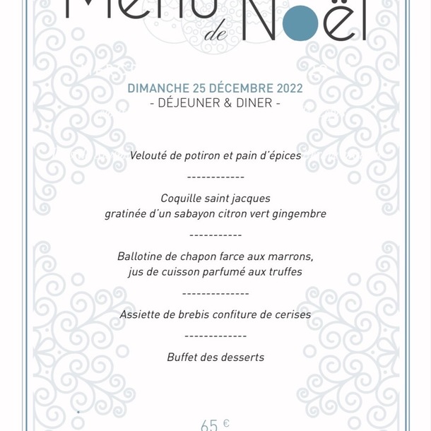 Menu de Noël - La Maison du Bassin